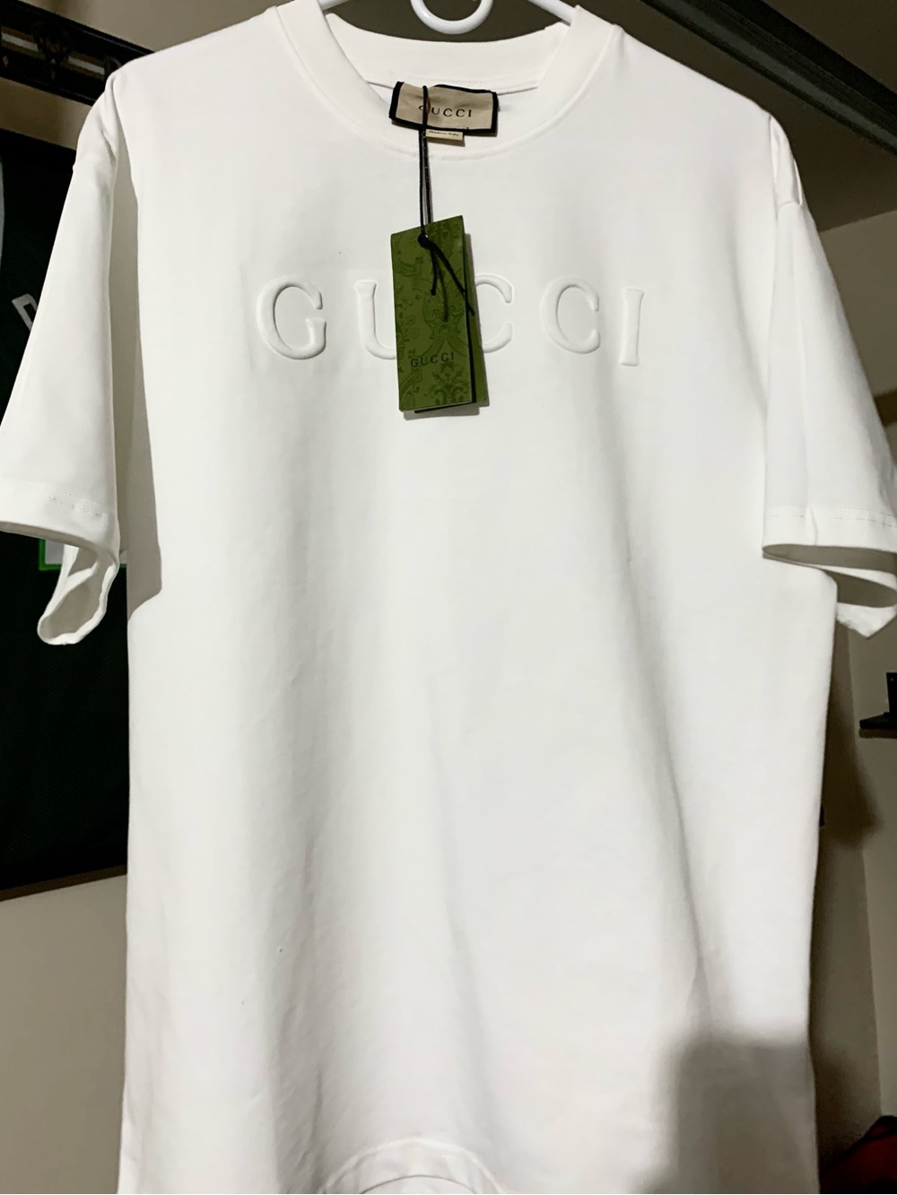 Gucci White Embossed Logo Short Sleeve Tee